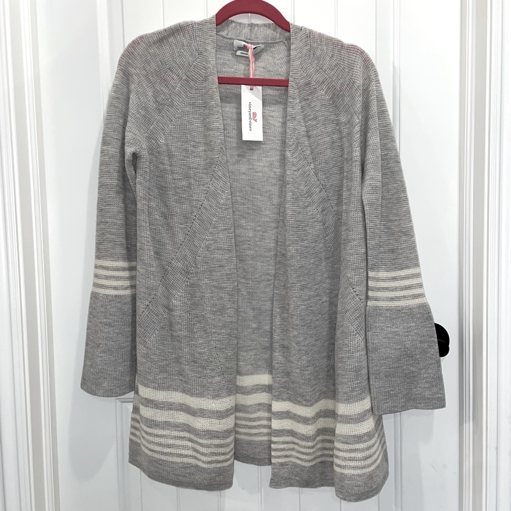 vineyard vines stripe waffle open cardigan